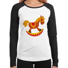 Baby Look Raglan Cavalo Balanço Manga Longa - Foca na Moda
