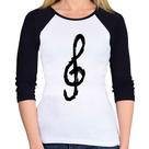 Baby Look Raglan Clave De Sol Arte Manga 3/4 - Foca na Moda