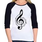 Baby Look Raglan Clave de Sol Manga 3/4 - Foca na Moda