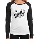 Baby Look Raglan Clave De Sol Teclas Manga Longa - Foca na Moda