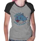 Baby Look Raglan Cuidado! Dentinhos em crescimento (Azul) - Foca na Moda