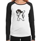 Baby Look Raglan Cute Dabbing Havanese Dog Manga Longa - Foca na Moda