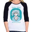 Baby Look Raglan Cute Girl Manga 3/4 - Foca na Moda Baby Look Raglan Cute Girl Manga 3/4 - Foca na Moda