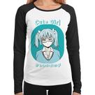 Baby Look Raglan Cute Girl Manga Longa - Foca na Moda Baby Look Raglan Cute Girl Manga Longa - Foca na Moda