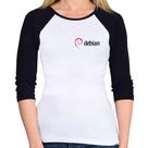 Baby Look Raglan Debian Linux Manga 3/4 - Foca na Moda