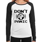 Baby Look Raglan Don't Panic Manga Longa - Foca na Moda