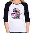 Baby Look Raglan Dragão Bebê Manga 3/4 - Foca na Moda