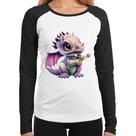 Baby Look Raglan Dragão Bebê Manga Longa - Foca na Moda