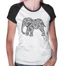 Baby Look Raglan Elefante Mandala - Foca na Moda
