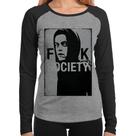 Baby Look Raglan F**k Society Eliot Manga Longa - Foca na Moda