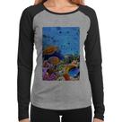 Baby Look Raglan Fundo do Mar Manga Longa - Foca na Moda Baby Look Raglan Fundo do Mar Manga Longa - Foca na Moda