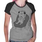 Baby Look Raglan Gatinho Ouvindo Música - Foca na Moda