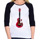 Baby Look Raglan Guitar Píxel Manga 3/4 - Foca na Moda