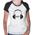 Baby Look Raglan Headphone Batimentos - Foca na Moda