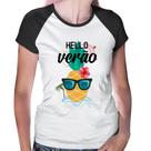 Baby Look Raglan Hello Verão - Foca na Moda Baby Look Raglan Hello Verão - Foca na Moda