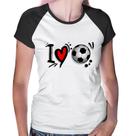 Baby Look Raglan I Love Futebol - Foca na Moda Baby Look Raglan I Love Futebol - Foca na Moda