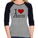 Baby Look Raglan I Love Jesus Manga 3/4 - Foca na Moda