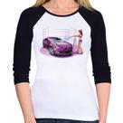 Baby Look Raglan Lava Jato Carro Roxo Manga 3/4 - Foca na Moda Baby Look Raglan Lava Jato Carro Roxo Manga 3/4 - Foca na Moda