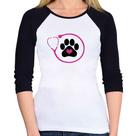 Baby Look Raglan Medicina Veterinária Patinha Manga 3/4 - Foca na Moda