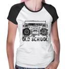 Baby Look Raglan Old School Boombox - Foca na Moda