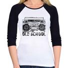 Baby Look Raglan Old School Boombox Manga 3/4 - Foca na Moda