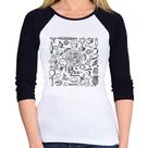 Baby Look Raglan Pizza Elementos Manga 3/4 - Foca na Moda