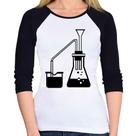 Baby Look Raglan Química Erlenmeyer e Bequer Manga 3/4 - Foca na Moda