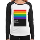 Baby Look Raglan Rainbow is the new black Manga Longa - Foca na Moda