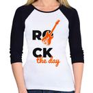 Baby Look Raglan Rock the day Manga 3/4 - Foca na Moda