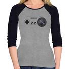Baby Look Raglan Super Nintendo SNES Gamepad Manga 3/4 - Foca na Moda