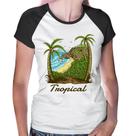 Baby Look Raglan Tropical Beach - Foca na Moda Baby Look Raglan Tropical Beach - Foca na Moda