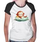 Baby Look Raglan Ursinho Bebê Na Piscina - Foca na Moda Baby Look Raglan Ursinho Bebê Na Piscina - Foca na Moda
