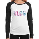 Baby Look Raglan Vlog Manga Longa - Foca na Moda Baby Look Raglan Vlog Manga Longa - Foca na Moda