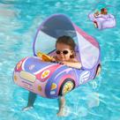 Baby Pool Float Booffer 3D Car com dossel para 1 a 4 anos rosa
