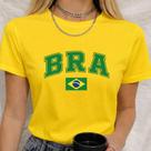 Babylook Algodão Estampa Bra Bandeira Modinha Copa do Mundo Jogos Família Confortável Linda Macia