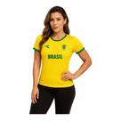 Babylook brasil camiseta feminina diadora amarela azul torcida dry