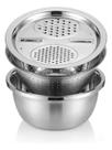 Bacia de Inox com Tampa Raladora 2L Kit 4 em 1 Bowl Tigela Multiuso para Saladas e Preparo de Alimentos