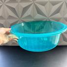Bacia de plástico redondo 5 litros azul e transparente multiuso para lavanderia ou cozinha grande verde canelada sem alç - Bacia de plástico redondo 5 litros azul e transparente multiuso para lavanderia ou cozinha grande verde canelada sem alç -