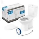 Bacia sanitaria roca round com caixa acoplada branca + kit instalacao + assento pp