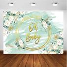 Backdrop Avezano Greenery Baby Shower Girl de 2,1 x 1,5 m em vinil