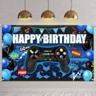 Backdrop de Festa Blulu - Tema Videogame - Feliz Aniversário Azul