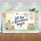 Backdrop Mocsicka Adventure Awaits Baby Shower de 210 x 150 cm