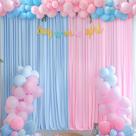 Backdrop Tao-Ge, 5 x 10 pés, cortinas rosa e azul, revelação de gênero