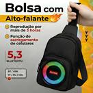 Bag Bolsa de Ombro Transversal com Caixa de Som Bluetooth 5.3 Mochila RGB Rádio FM Power Bank USB