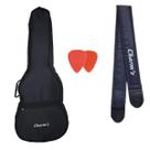 Bag capa violão clássico simples em nylon bolso alça de mão e lateral + correia almofadada alça estofada+ 2 palhetas kit