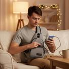 Bag Unissex Mochila com Entrada USB Saída Carregador Portátil Reforçada Resistente