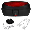 Bagageiro Aço Cromado Honda CG Titan 2016 à 2023 + Bau 45L Vermelho Preto Fumê