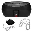 Bagageiro Aço Modelo Sansão Titan 125 1995 à 1999 + Bau Bauleto 45L Vermelho Fumê Cristal