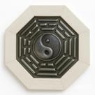Baguá Céu Posterior Yin Yang Madeira Pátina Oitavado 18 cm