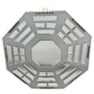 Baguá feng shui de vidro espelhado prateado octogonal 16 cm